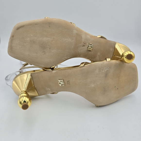 Badgley Mischka Callie Beaded Heel Sandals, Gold, Women's 7.5 - Picture 12 of 16